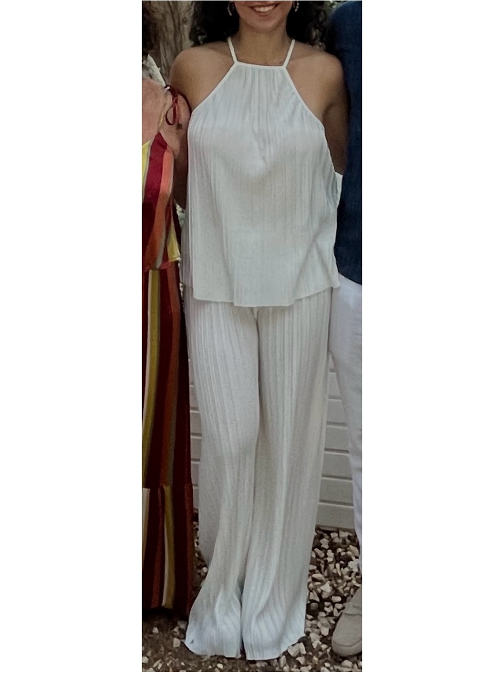 Mango White Halter-Neck Wide-Leg Matching Set